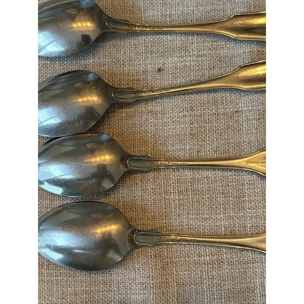 Oneida Classic Shell Heirloom 18/10 Stainless Teaspoons Qty 4